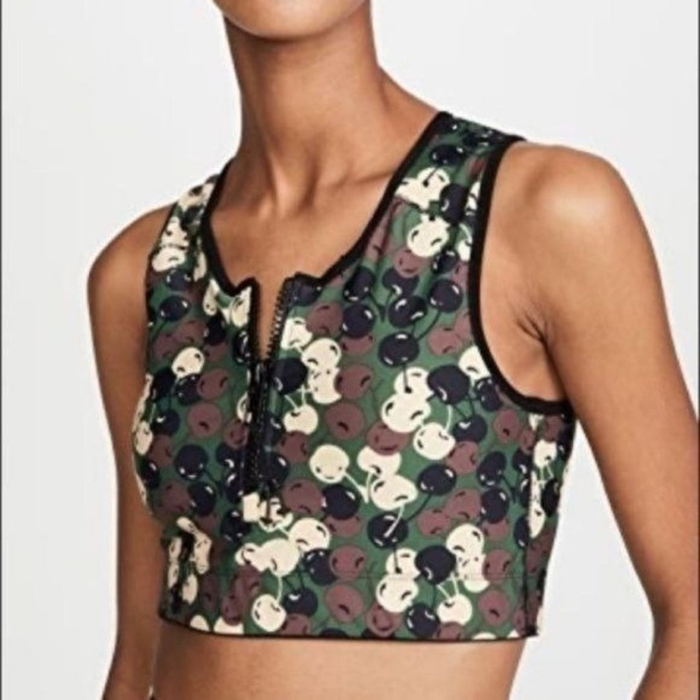 ADAM SELMAN SPORT ZIP FRONT CROP TOP CLASSIC CAMO